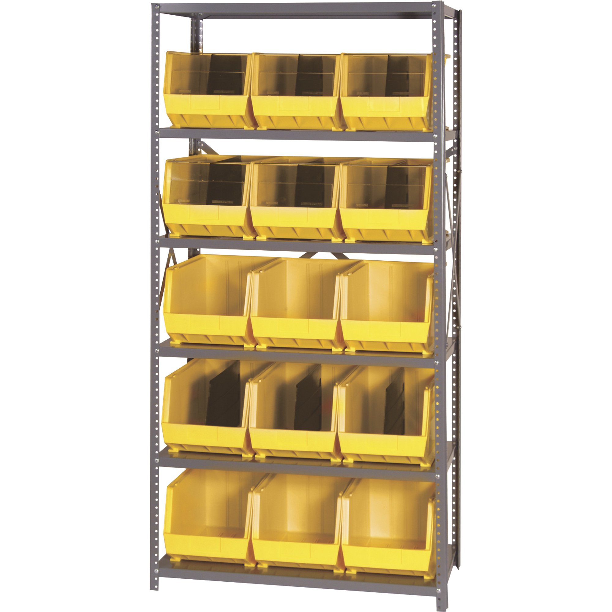 Quantum Storage Complete Shelving System with Large Parts Bins — 18in